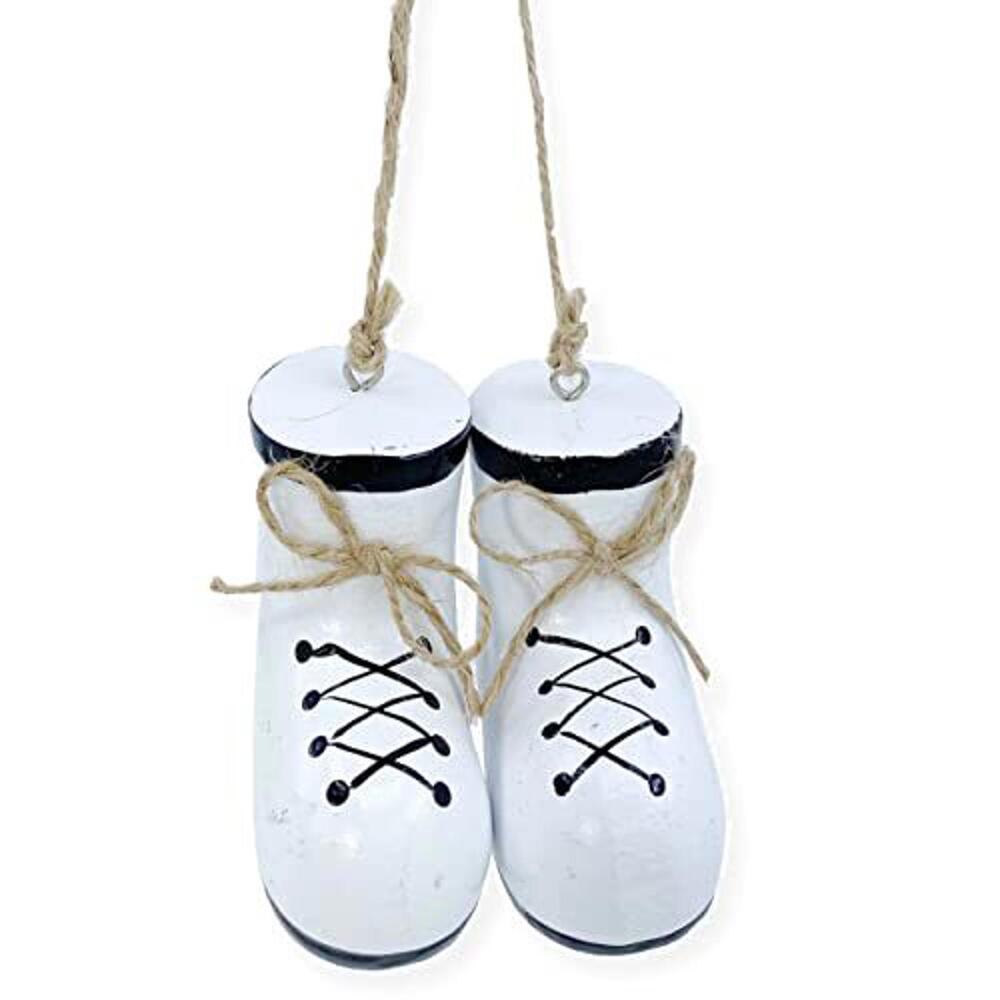 White Wooden Snow Boot Ornaments Christmas Winter Holiday